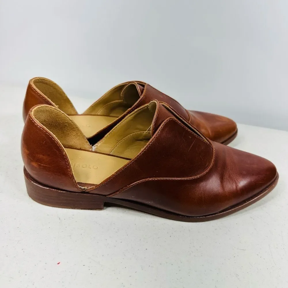 Nisolo Emma D'Orsay Oxford Brown Leather Slip On Shoes Flats size 10